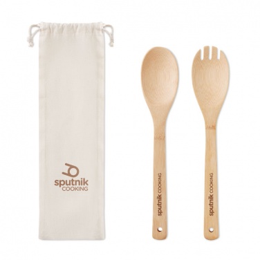 Logo trade promotional giveaways image of: Set bamboo utensils salad